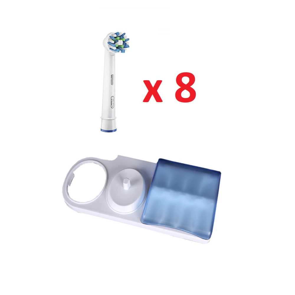 8 насадок для зубної щітки Braun ORAL-B Cross Action EB50 + підставка з кришкою