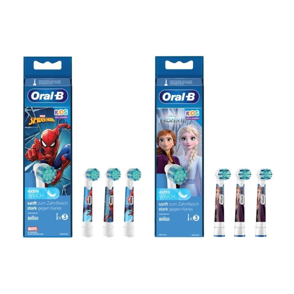 6 шт. Дитячі змінні насадки для зубних щіток Oral-B Frozen + SpiderMan Extra Weich