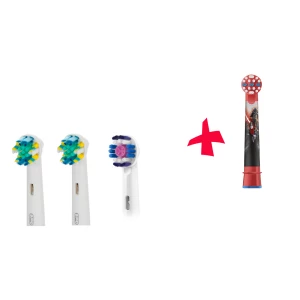 Зображення товара -  Насадки для зубної щітки ORAL-B 4 шт. (1 шт. 3D-White, 2шт. Floss Action, 1 дитячий)