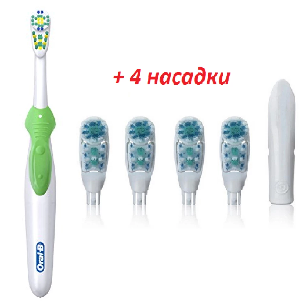 Зубна щітка Oral-B Cross Action 3D White на батарейці, B1010F зелена